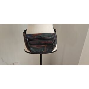 Vintage 80s Tinder Leather Patchwork Belt Bag Hip Large Fanny Pack VTG Pockets